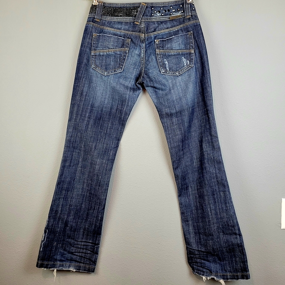 Vigoss Gold Womens 9/10 Bootcut~Jeans~~32W×32L~Embelished~Rhinestones~Distressed - Picture 2 of 11